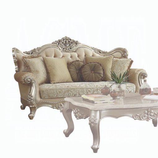 Acme Bently Fabric & Champagne Sofa with 7 Pillows - Image 2