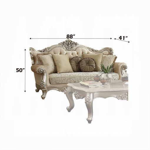 Acme Bently Fabric & Champagne Sofa with 7 Pillows - Image 3