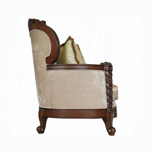 Acme Devayne Pattern Fabric & Dark Walnut Sofa with 6 Pillows - Image 3