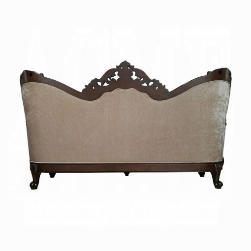 Acme Devayne Pattern Fabric & Dark Walnut Sofa with 6 Pillows - Image 4