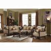 Acme Devayne Pattern Fabric & Dark Walnut Sofa with 6 Pillows