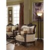 Acme Devayne Pattern Fabric & Dark Walnut Chair with 2 Pillows