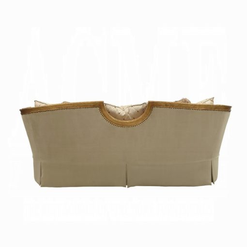 Acme Daesha Tan Flannel & Antique Gold Sofa with 8 Pillows - Image 4