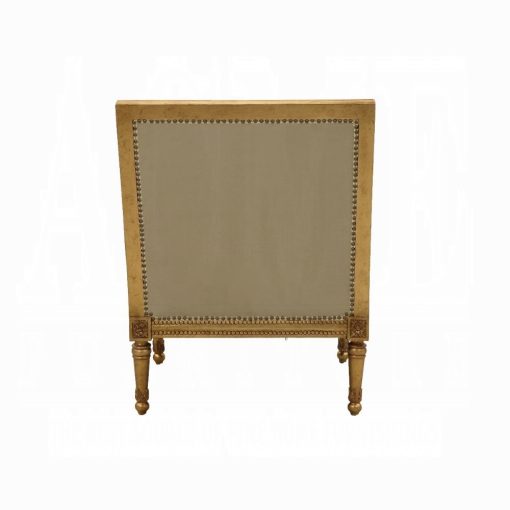 Acme Daesha Tan Flannel & Antique Gold Chair with Pillow - Image 4