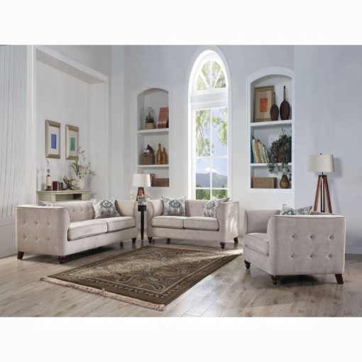 Acme Cyndi Tan Velvet Sofa with 2 Pillows - Image 3