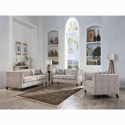 Acme Cyndi Tan Velvet Chair with Pillow - Image 3