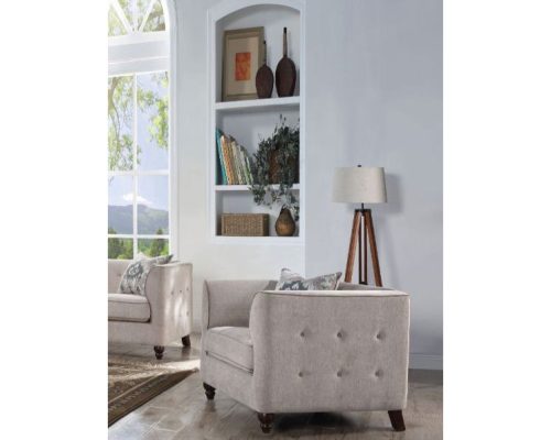 Acme Cyndi Tan Velvet Chair with Pillow