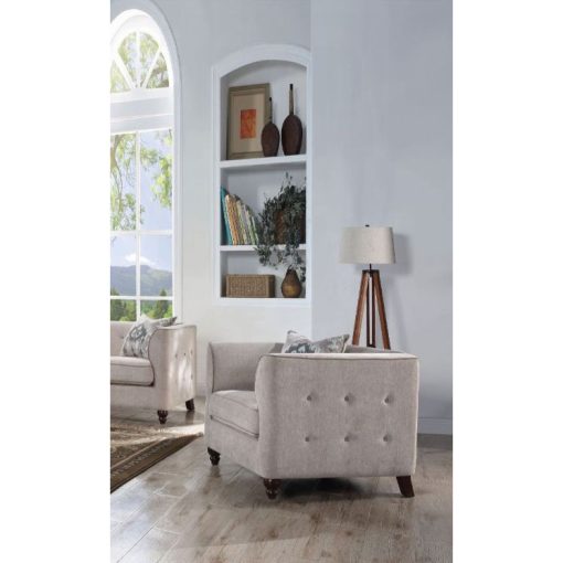 Acme Cyndi Tan Velvet Chair with Pillow