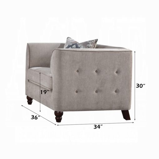 Acme Cyndi Tan Velvet Chair with Pillow - Image 2