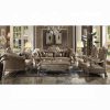 Acme Dresden Bone Velvet & Gold Patina Sofa with 7 Pillows