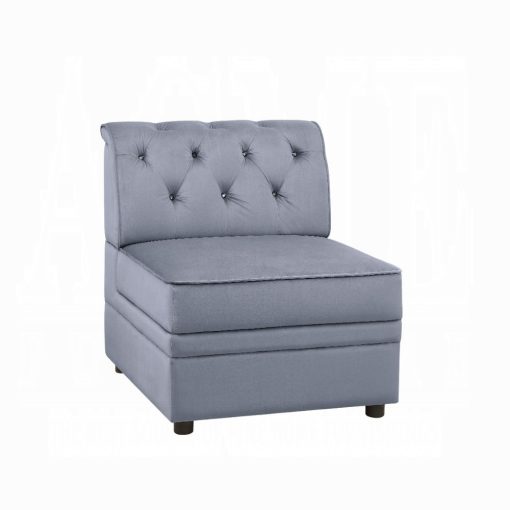 Acme Bois II Gray Velvet Modular - Armless Chair - Image 2