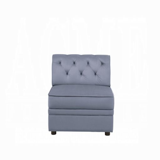Acme Bois II Gray Velvet Modular - Armless Chair - Image 3