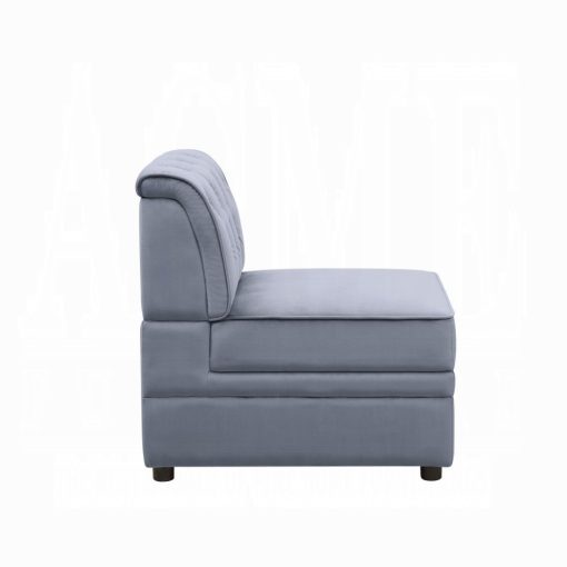 Acme Bois II Gray Velvet Modular - Armless Chair - Image 4