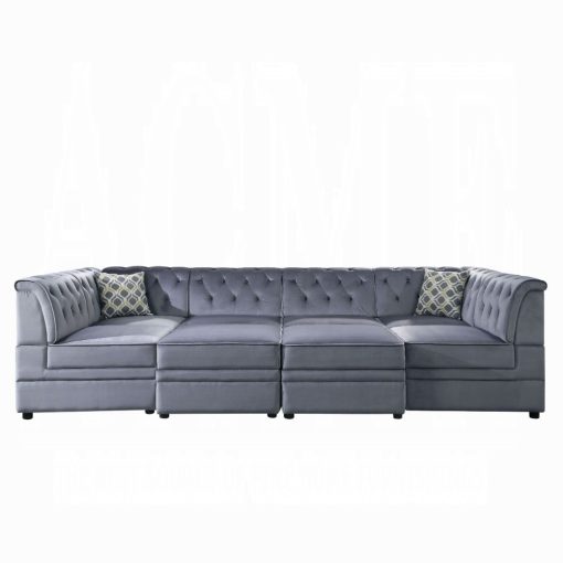 Acme Bois II Gray Velvet Modular - Armless Chair - Image 8
