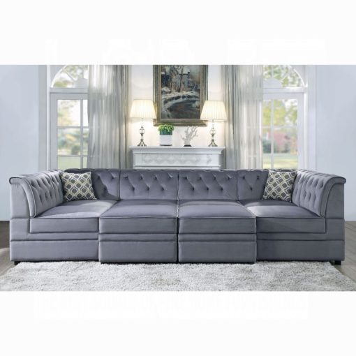 Acme Bois II Gray Velvet Modular - Armless Chair - Image 9