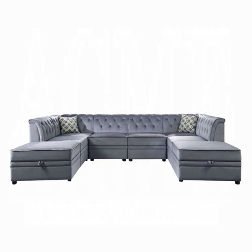 Acme Bois II Gray Velvet Modular - Armless Chair - Image 10