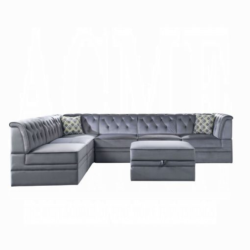 Acme Bois II Gray Velvet Modular - Armless Chair - Image 12
