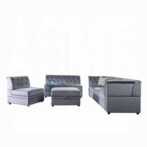 Acme Bois II Gray Velvet Modular - Armless Chair - Image 13