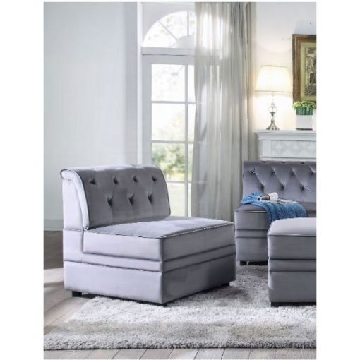 Acme Bois II Gray Velvet Modular - Armless Chair