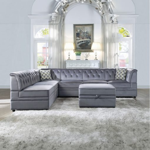 Acme Bois II Gray Velvet Modular - Wedge - Image 9