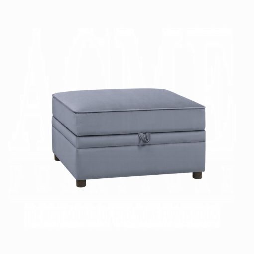 Acme Bois II Gray Velvet Ottoman with Storage - Image 2