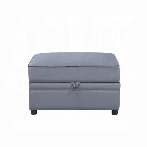 Acme Bois II Gray Velvet Ottoman with Storage - Image 3