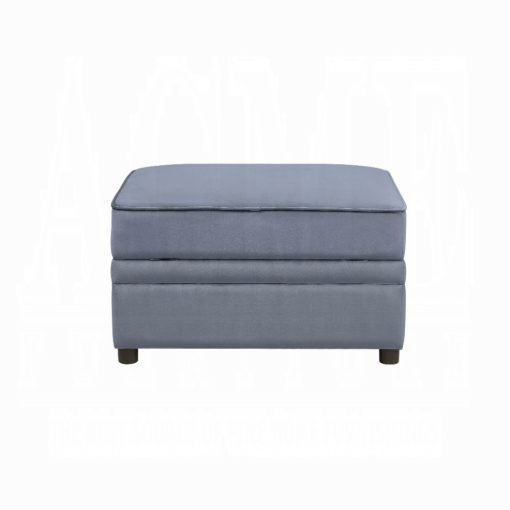 Acme Bois II Gray Velvet Ottoman with Storage - Image 4