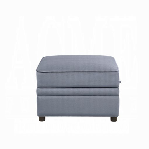 Acme Bois II Gray Velvet Ottoman with Storage - Image 5