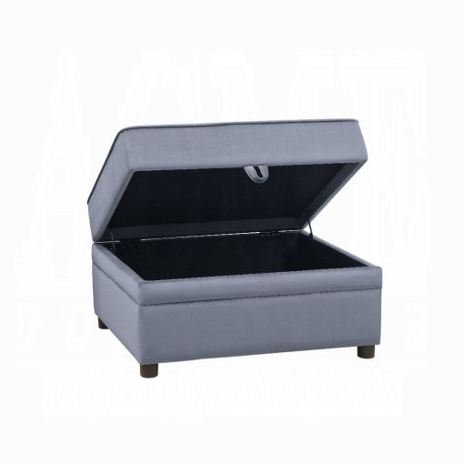 Acme Bois II Gray Velvet Ottoman with Storage - Image 6