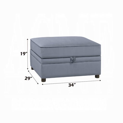 Acme Bois II Gray Velvet Ottoman with Storage - Image 7