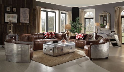 Acme Brancaster Retro Brown Top Grain Leather Sofa - Image 8