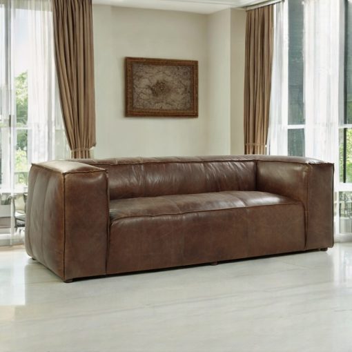 Acme Brancaster Retro Brown Top Grain Leather Sofa