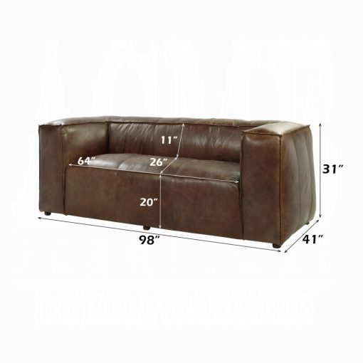 Acme Brancaster Retro Brown Top Grain Leather Sofa - Image 6