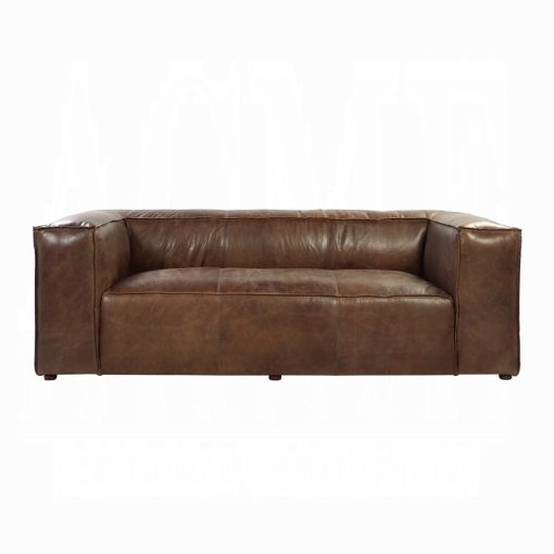 Acme Brancaster Retro Brown Top Grain Leather Sofa - Image 5