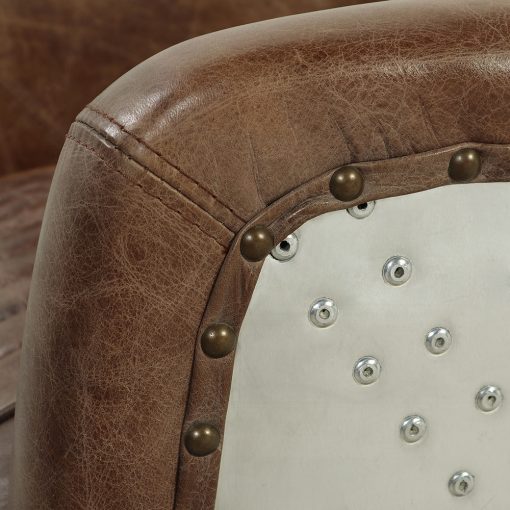 Acme Brancaster Retro Brown Top Grain Leather & Aluminum Loveseat - Image 7