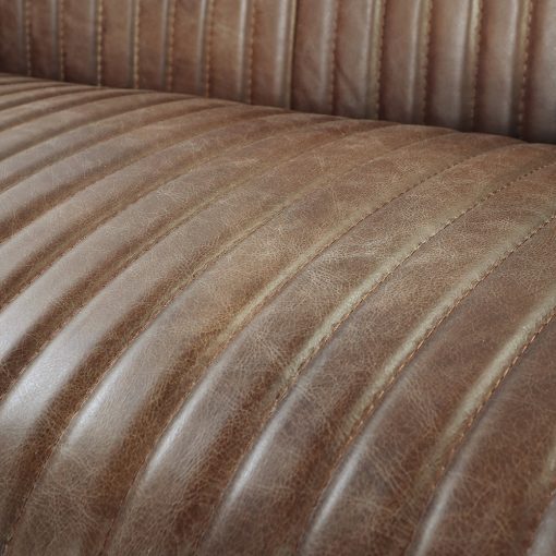 Acme Brancaster Retro Brown Top Grain Leather & Aluminum Loveseat - Image 9