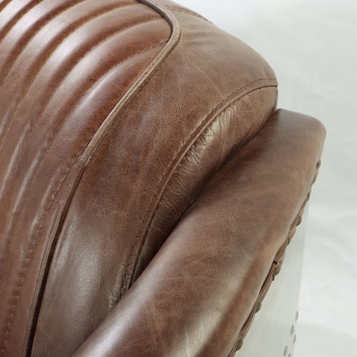 Acme Brancaster Retro Brown Top Grain Leather & Aluminum Loveseat - Image 10