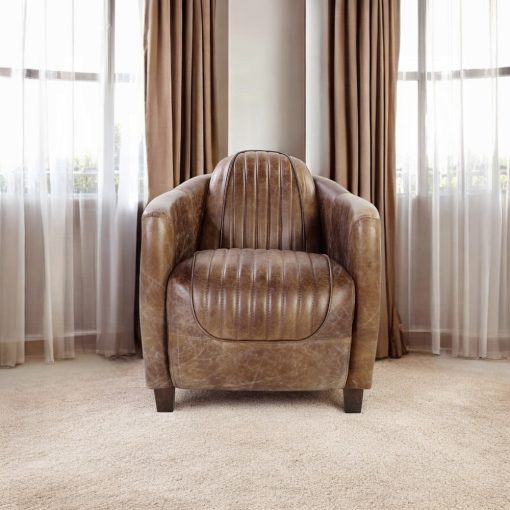 Acme Brancaster Retro Brown Top Grain Leather & Aluminum Chair - Image 11