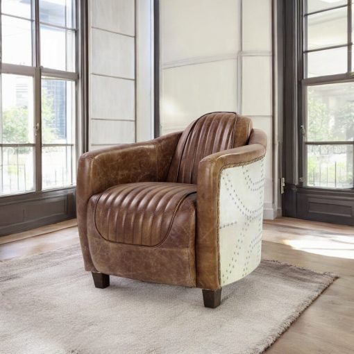 Acme Brancaster Retro Brown Top Grain Leather & Aluminum Chair - Image 12
