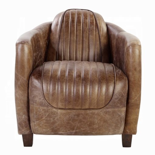Acme Brancaster Retro Brown Top Grain Leather & Aluminum Chair - Image 3