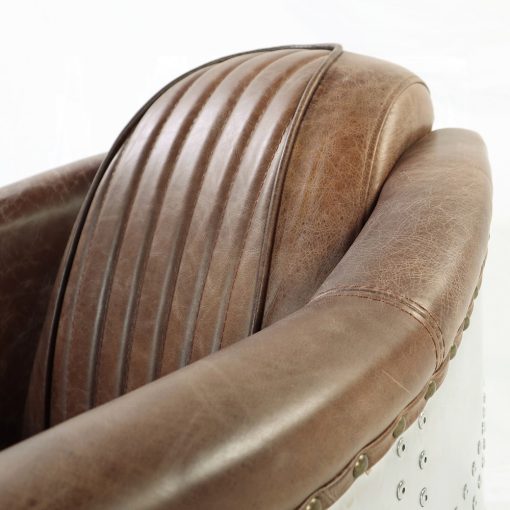 Acme Brancaster Retro Brown Top Grain Leather & Aluminum Chair - Image 7