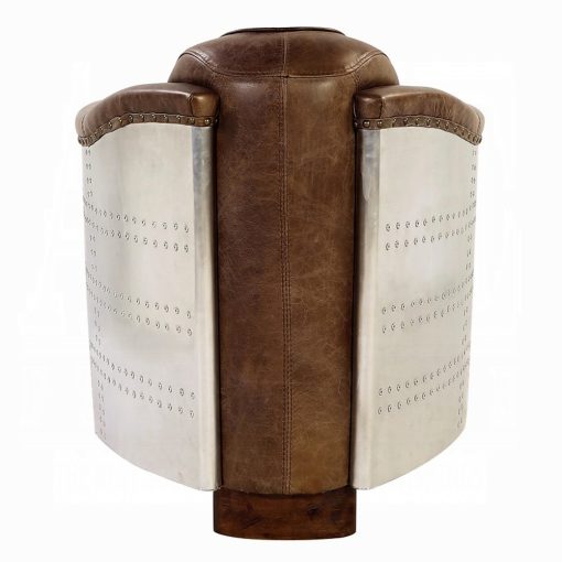 Acme Brancaster Retro Brown Top Grain Leather & Aluminum Chair - Image 6