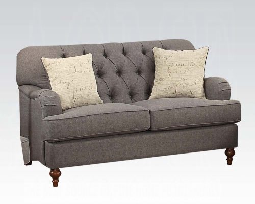 Acme Alianza Dark Gray Fabric Loveseat with 2 Pillows