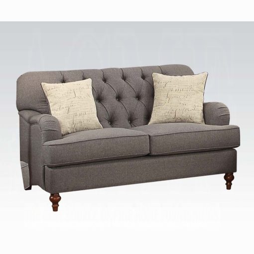 Acme Alianza Dark Gray Fabric Loveseat with 2 Pillows