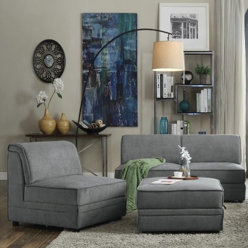 Acme Bois Gray Velvet Modular - Armless Chair