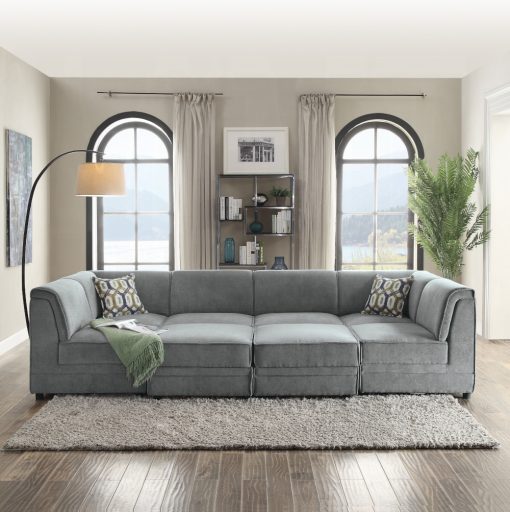 Acme Bois Gray Velvet Modular - Armless Chair - Image 3