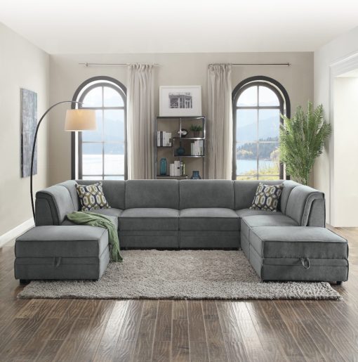 Acme Bois Gray Velvet Modular - Armless Chair - Image 4