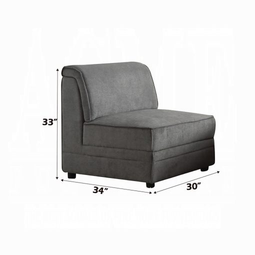 Acme Bois Gray Velvet Modular - Armless Chair - Image 2