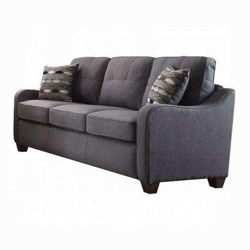 Acme Cleavon II Gray Linen Sofa with 2 Pillows - Image 2