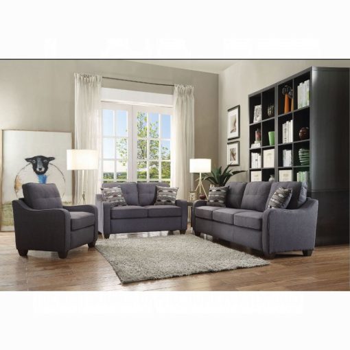 Acme Cleavon II Gray Linen Sofa with 2 Pillows - Image 4